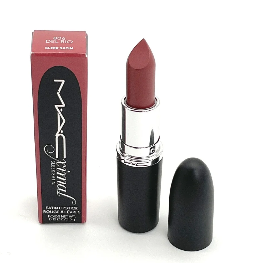 MAC MACximal Sleek Satin Lipstick 806 Del Rio Muted Plum Brown 0.12oz NEW